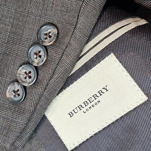 Burberry London 100% Wool Taupe Double Vented Blazer Sport Jacket Size 44L